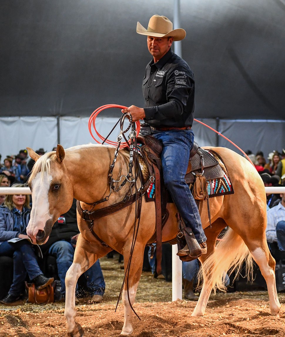 Gin N Guns Dont Mix in the sale ring at the 2024 Horse Sale at Rancho Rio