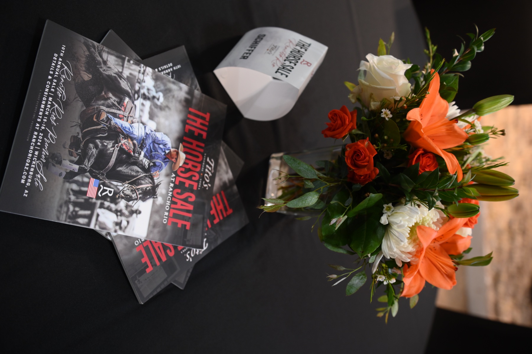 The Horse Sale at Rancho Rio invitations and floral centerpiece